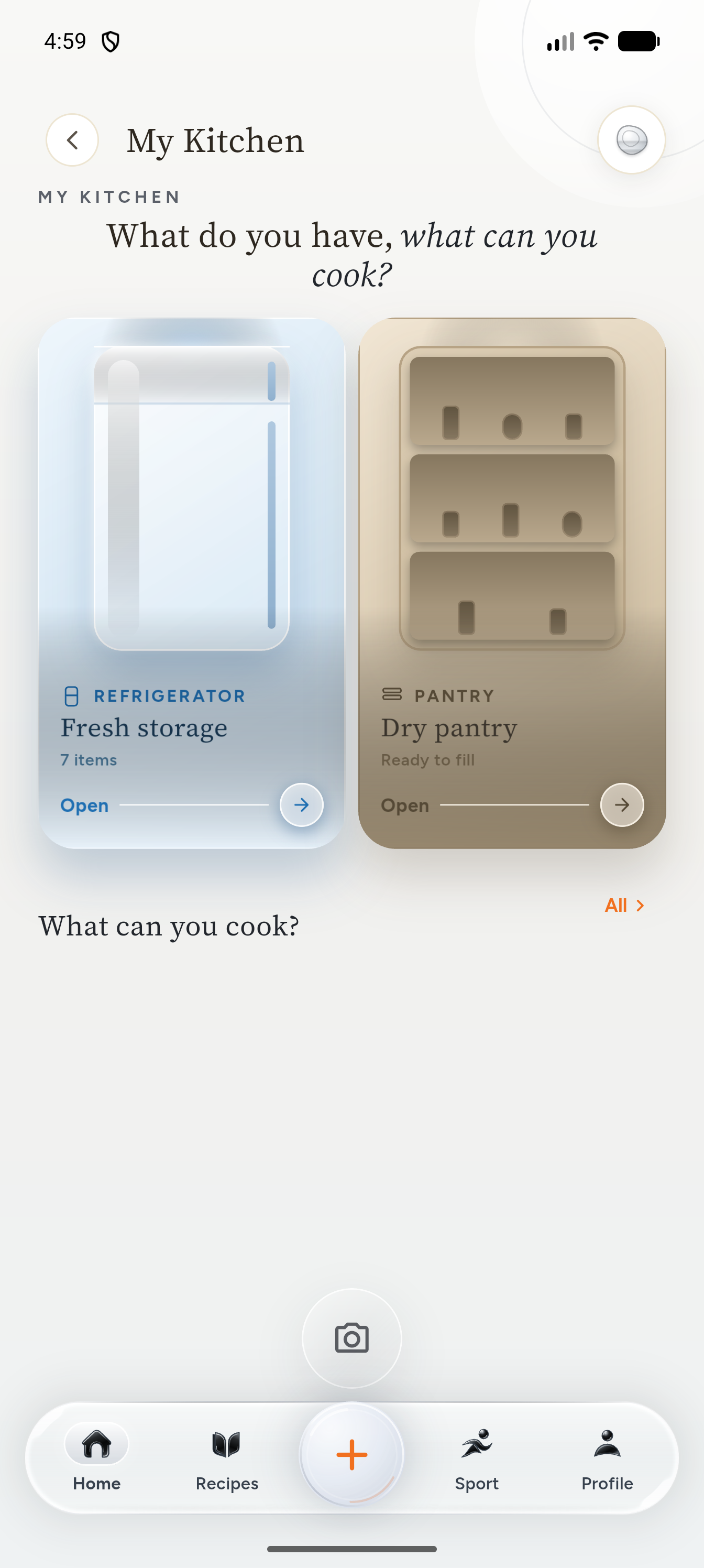 Lokmia My Kitchen screen with refrigerator and dry pantry